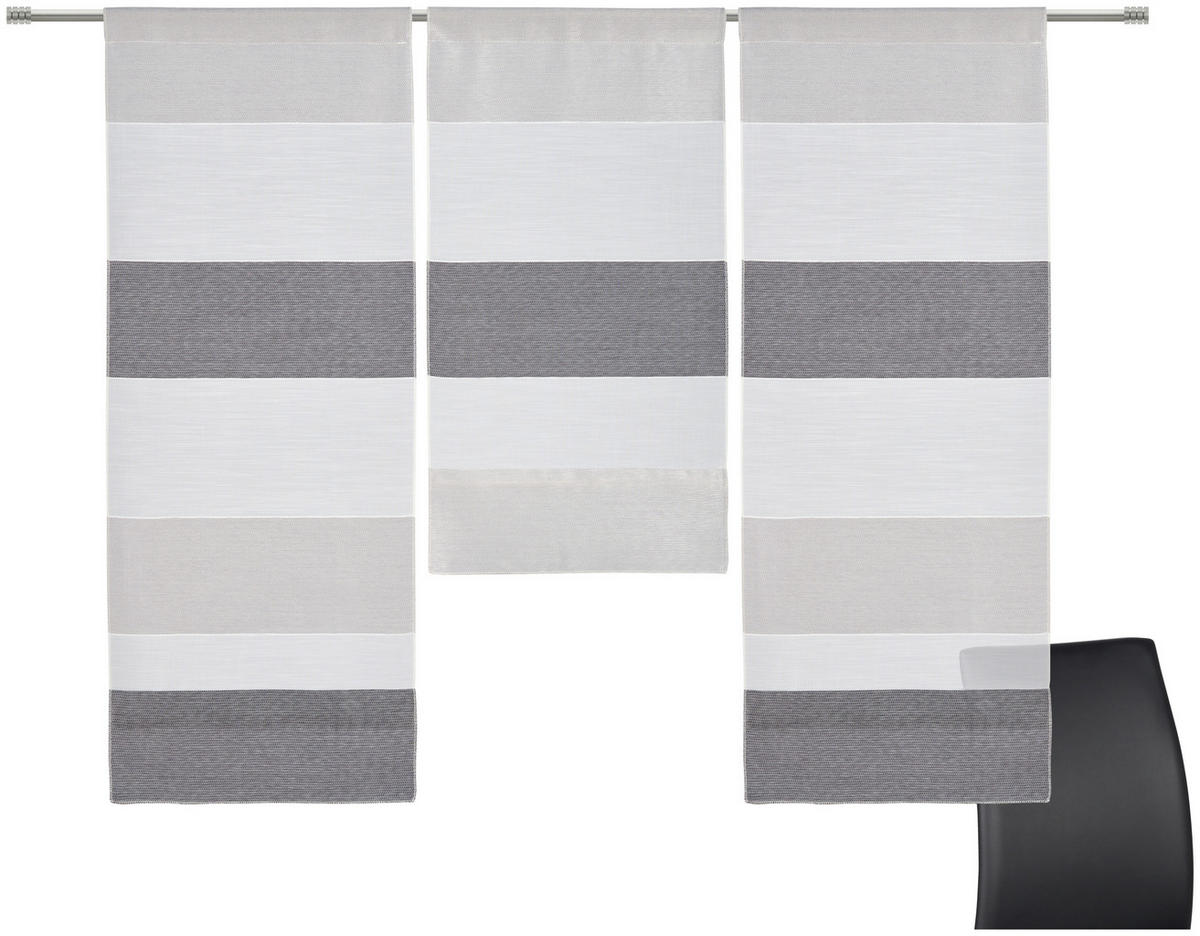KURZGARDINE 3ER SET   30/80 cm   - Weiß/Grau, Basics, Textil (30/80cm) - Esposa