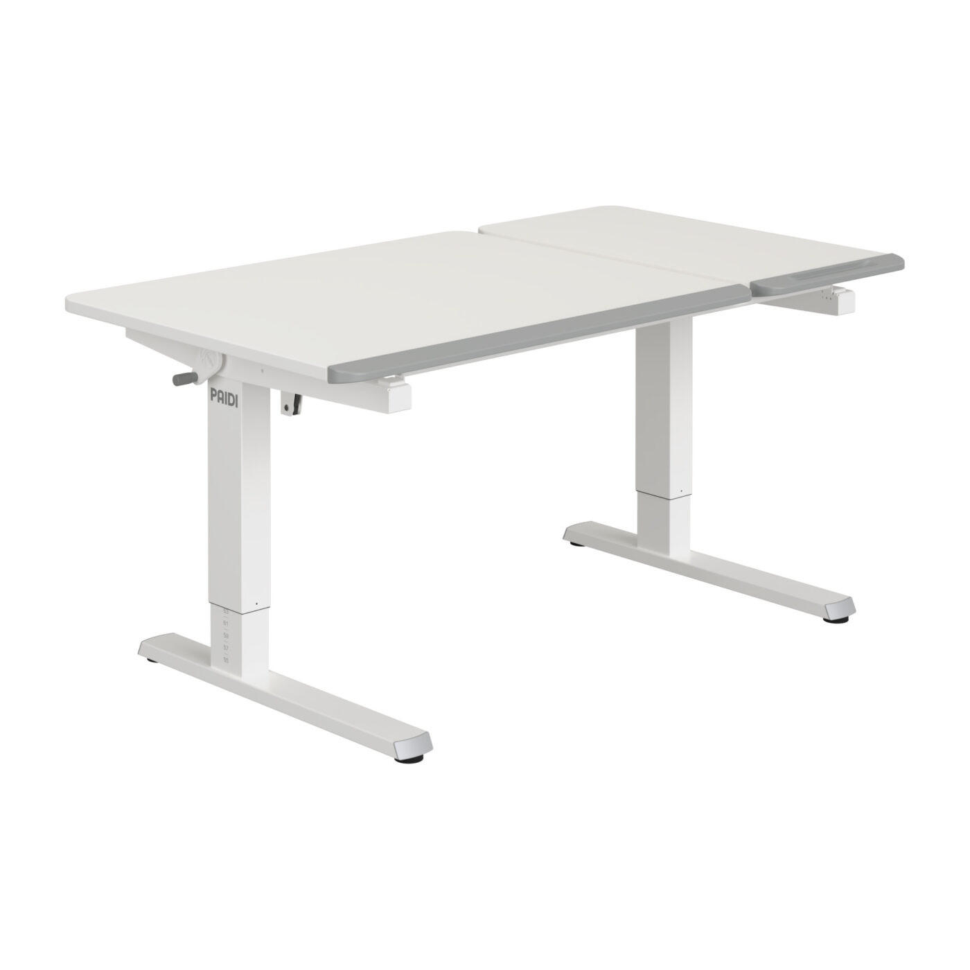 IFJÚSÁGI ÍRÓASZTAL  - világosszürke/fehér, Basics, faalapú anyag/fém (130/75/53-79cm) - Paidi