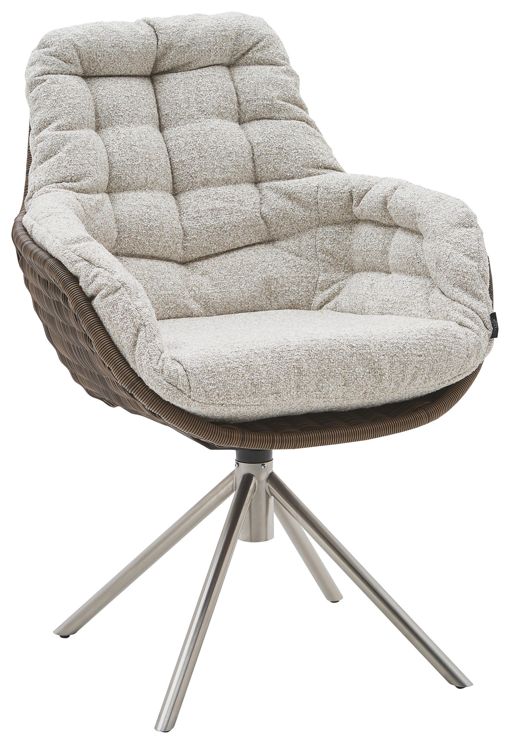 ARMLEHNSTUHL  Sitzfläche 360° drehbar Webstoff  - Edelstahlfarben/Beige, Design, Kunststoff/Textil (63/89/69cm) - Johann Jakob