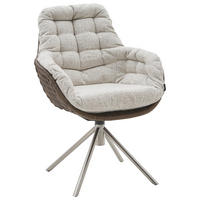 ARMLEHNSTUHL  Sitzfläche 360° drehbar Webstoff  - Edelstahlfarben/Beige, Design, Kunststoff/Textil (63/89/69cm) - Johann Jakob