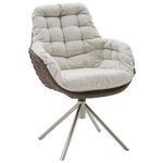 ARMLEHNSTUHL  Sitzfläche 360° drehbar Webstoff  Braun, Beige  - Edelstahlfarben/Beige, Design, Kunststoff/Textil (63/89/69cm) - Johann Jakob