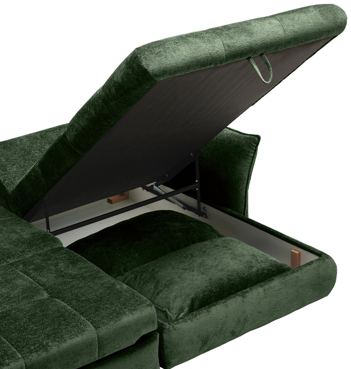 ECKSOFA in Chenille Waldgrün  - Waldgrün/Schwarz, Konventionell, Kunststoff/Textil (180/275cm) - Stylife