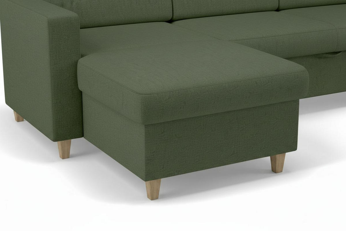 WOHNLANDSCHAFT NIKAS Grün Bouclé  - Buchefarben/Grün, Design, Holz/Textil (310/160/145cm) - MID.YOU