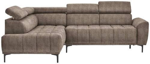 ECKSOFA Braun Velours  - Schwarz/Braun, Design, Textil/Metall (191/261cm) - Stylife