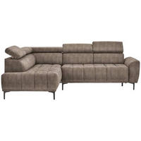 ECKSOFA in Velours Braun  - Schwarz/Braun, Design, Textil/Metall (191/261cm) - Stylife