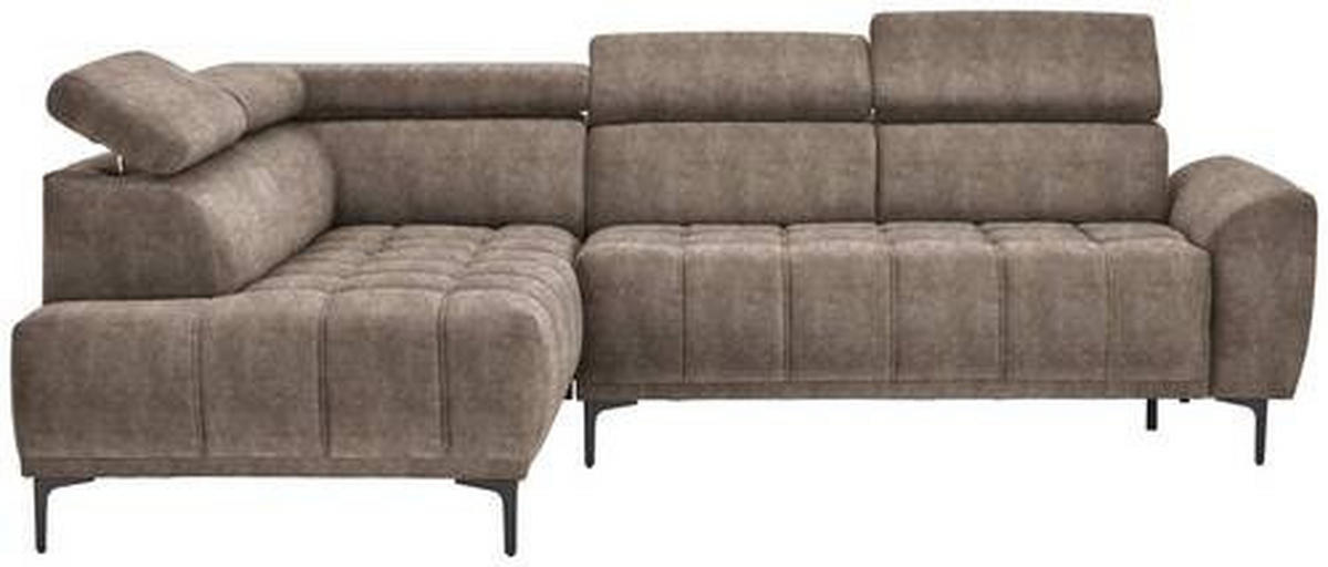 ECKSOFA in Velours Braun  - Schwarz/Braun, Design, Textil/Metall (191/261cm) - Stylife