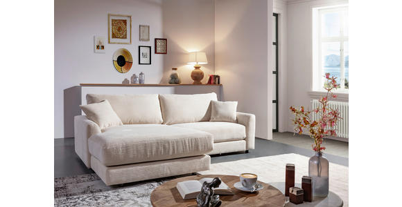 ECKSOFA Beige Cord  - Beige/Schwarz, Design, Kunststoff/Textil (240/175cm) - Landscape