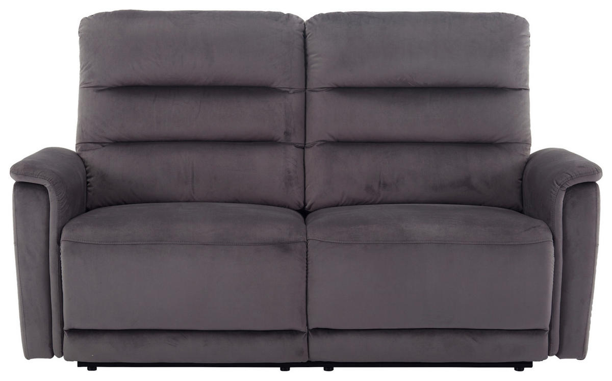 SITZGARNITUR Velours Grau  - Schwarz/Grau, KONVENTIONELL, Textil/Metall - P & B