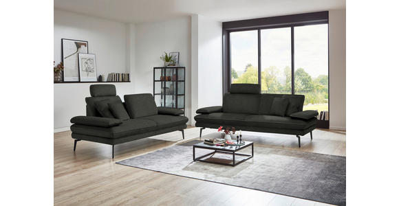 3-SITZER-SOFA in Velours Dunkelgrau - Dunkelgrau/Beige, Design, Textil/Metall (222/89/104cm) - Dieter Knoll