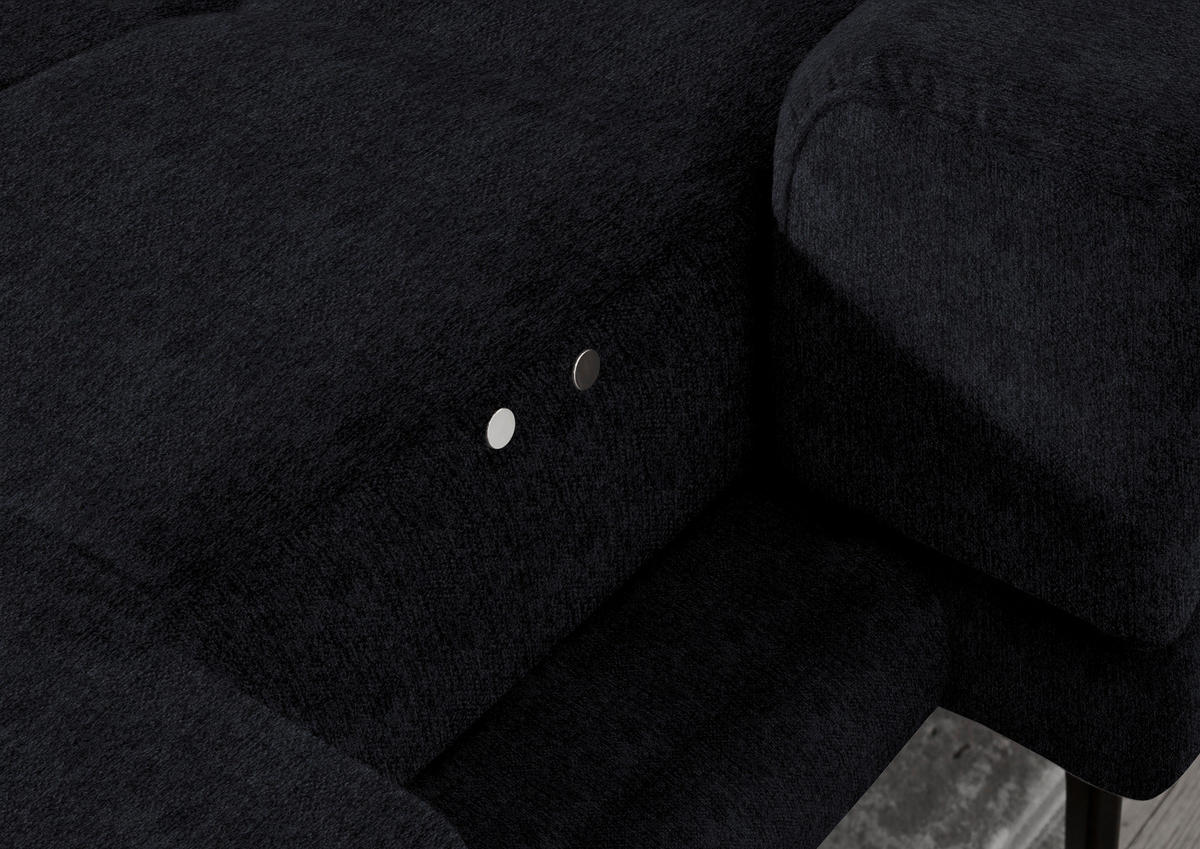 ECKSOFA in Flachgewebe Dunkelblau  - Schwarz/Dunkelblau, Design, Textil/Metall (309/190cm) - Beldomo Style
