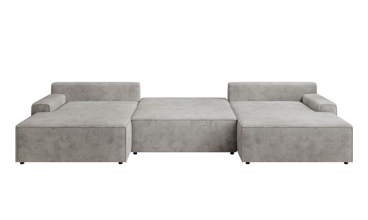 WOHNLANDSCHAFT CHALLENGE Grau Cord  - Schwarz/Grau, MODERN, Kunststoff/Textil (168/333/168cm) - Trendmanufaktur