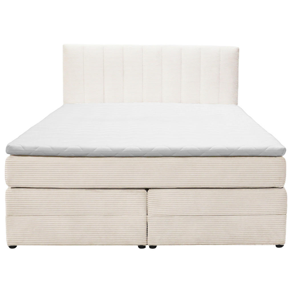 Thumbnail - Boxxx Boxspringbett, Beige, Textil, H2, 7-Zonen, Höhe ca. 17 cm, 180x200 cm, Made in EU, Bettkasten, gepolstertes Kopfte...