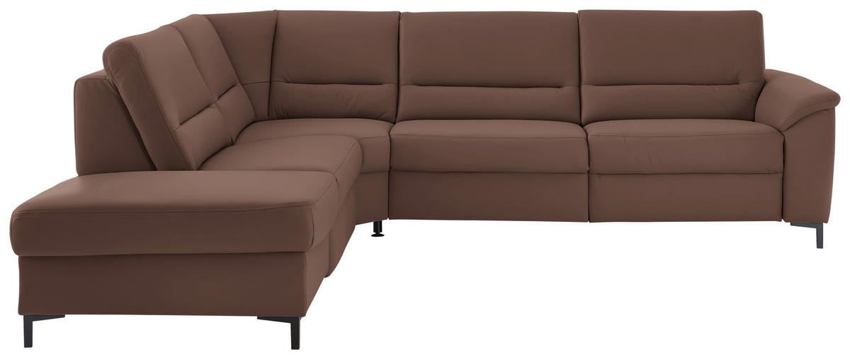 ECKSOFA  in Echtleder Braun  249/290 cm  - Schwarz/Braun, KONVENTIONELL, Leder/Metall (249/290cm) - Beldomo Premium