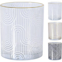 VÄRMELJUSGLAS  - vit/svart, glas (8,8/10cm)