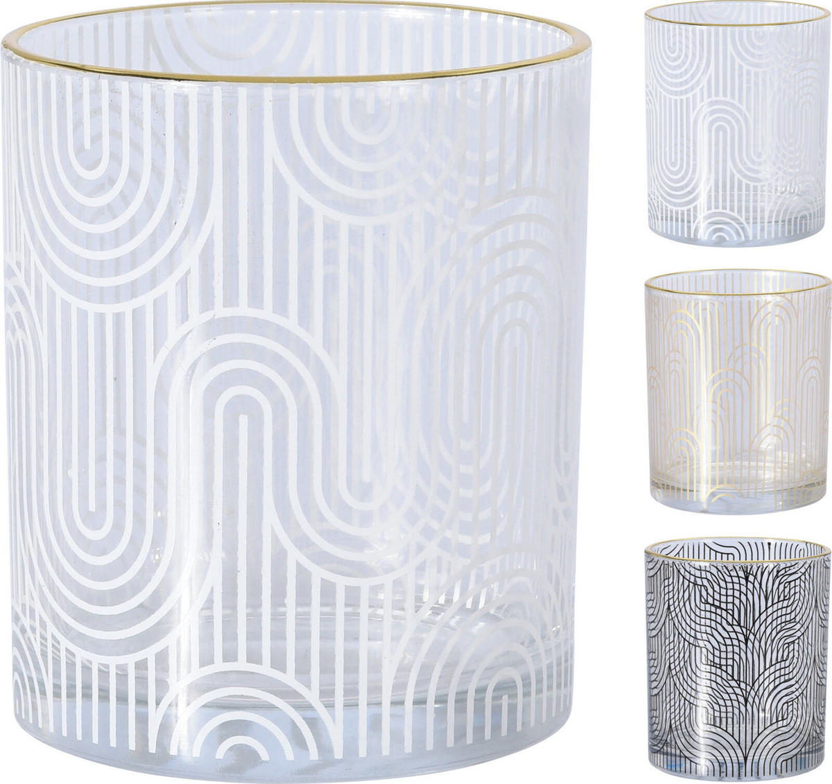 VÄRMELJUSGLAS  - vit/svart, glas (8,8/10cm)