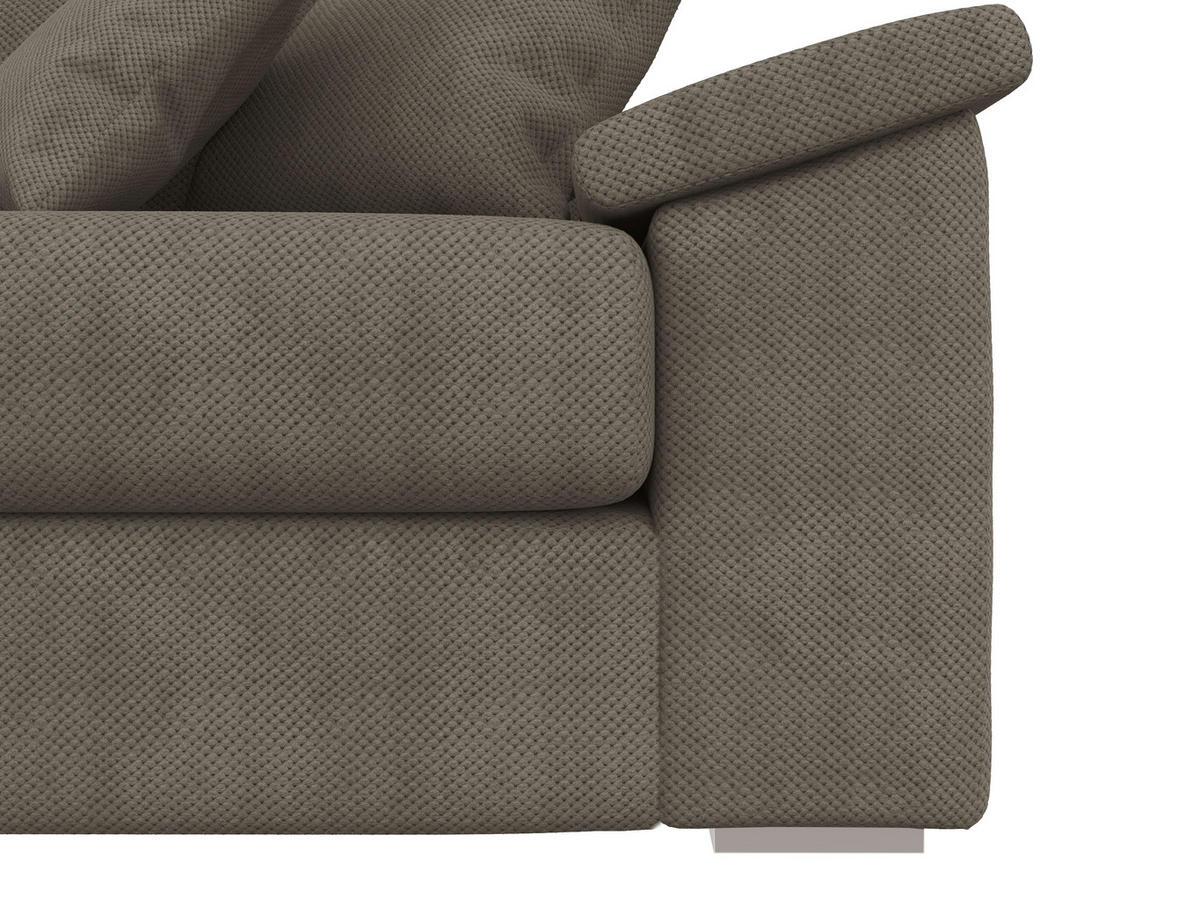 BIGSOFA TERMINI Velours, Webstoff Grau  - Beige/Naturfarben, Design, Holz/Textil (260/98/123cm) - MID.YOU