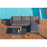 LOUNGESOFA  - Grau/Teakfarben, Design, Holz/Textil (242/164,5cm) - Ambia Garden