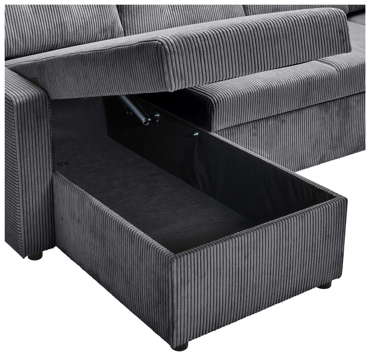 WOHNLANDSCHAFT in Cord Anthrazit  - Anthrazit/Schwarz, Konventionell, Kunststoff/Textil (126/293/155cm) - Ti'me