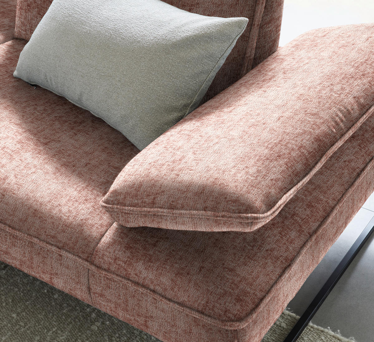 ECKSOFA in Chenille Altrosa  - Anthrazit/Altrosa, Design, Textil/Metall (160/310cm) - Joop!