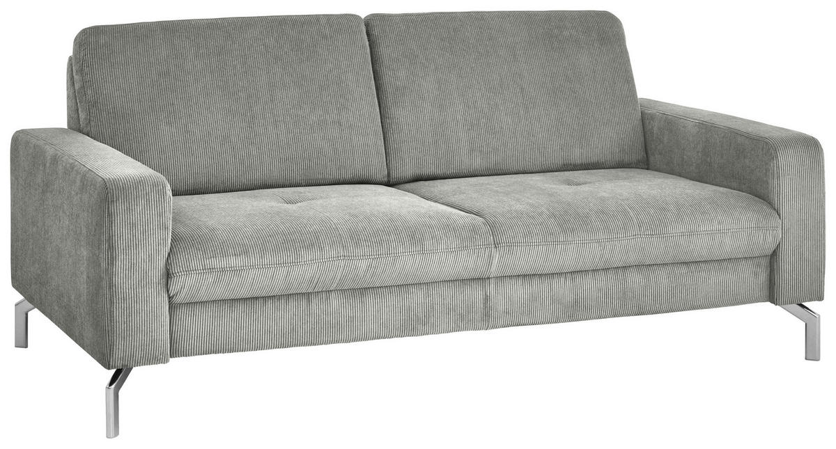3-SITZER-SOFA Feincord Silberfarben  - Chromfarben/Silberfarben, Design, Textil/Metall (194/87/105cm) - Beldomo Style
