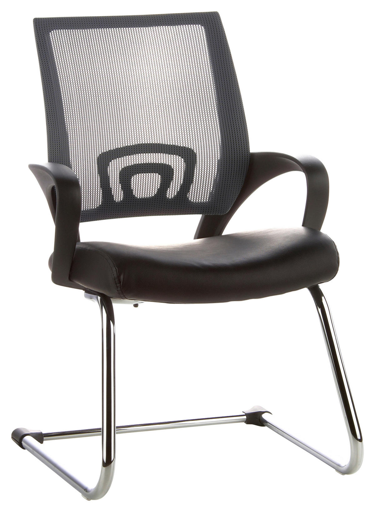 BESUCHERSTUHL Grau, Schwarz  - Silberfarben/Schwarz, Basics, Kunststoff/Textil (57/98/52cm) - MID.YOU