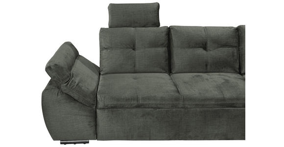 ECKSOFA in Mikrovelours Dunkelgrün - Dunkelgrün/Schwarz, KONVENTIONELL, Kunststoff/Textil (265/217cm) - Carryhome
