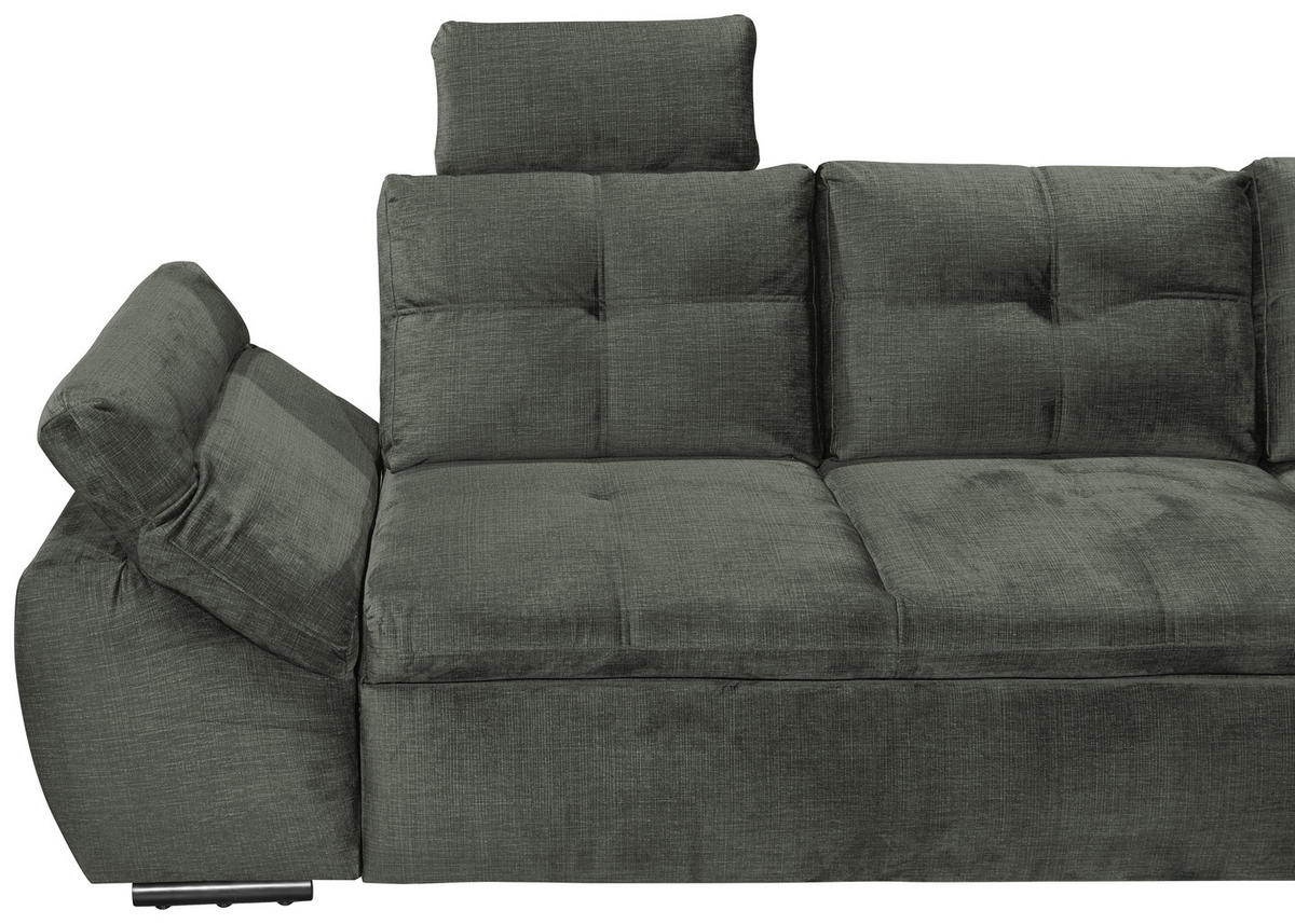 ECKSOFA in Mikrovelours Dunkelgrün  - Dunkelgrün/Schwarz, Konventionell, Kunststoff/Textil (265/217cm) - Carryhome