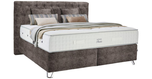 BOXSPRINGBETT 180/200 cm  in Braun  - Silberfarben/Braun, KONVENTIONELL, Textil/Metall (180/200cm) - Ambiente