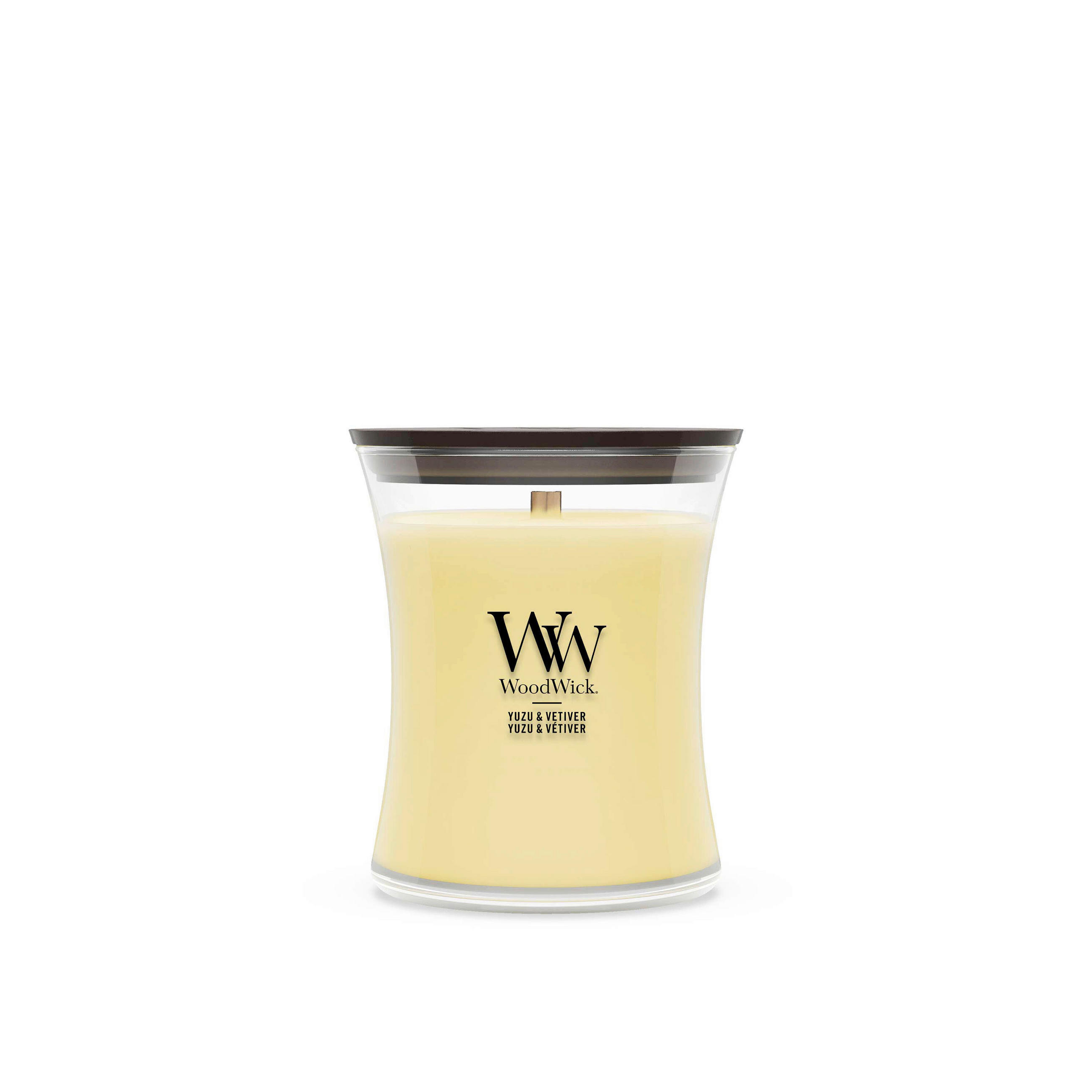 SVIJEĆA MIRISNA  svijetlo žuta  - svijetlo žuta, Basics, staklo/drvo (10/11/10cm) - WoodWick