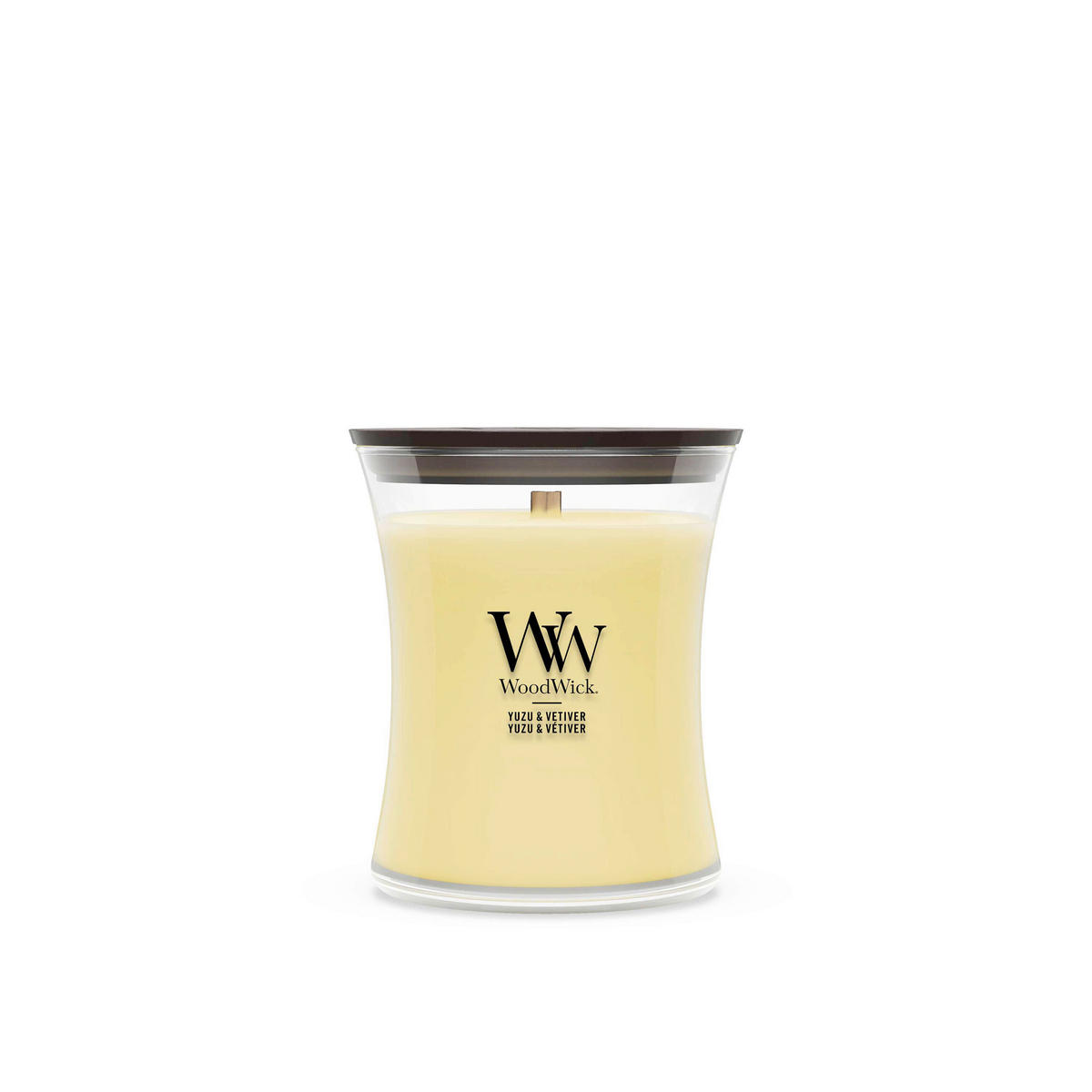 SVIJEĆA MIRISNA  svijetlo žuta  - svijetlo žuta, Basics, staklo/drvo (10/11/10cm) - WoodWick