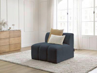 SOFAELEMENT ANNECY Bouclé Dunkelblau  - Schwarz/Dunkelblau, MODERN, Kunststoff/Textil (91/72/91cm)