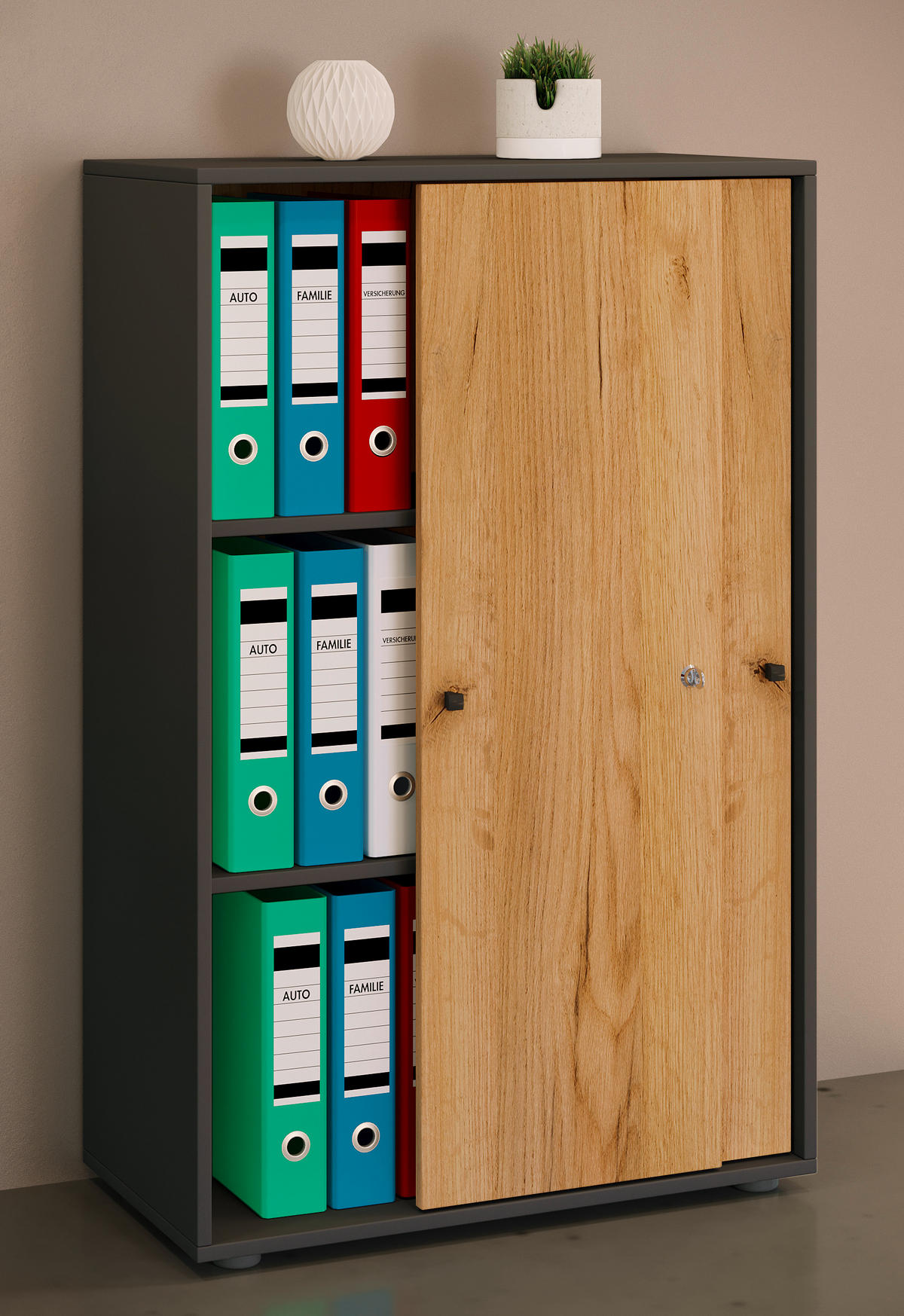 AKTENSCHRANK 70/110/39 cm  - Honigeiche/Anthrazit, Design, Holzwerkstoff (70/110/39cm) - MID.YOU