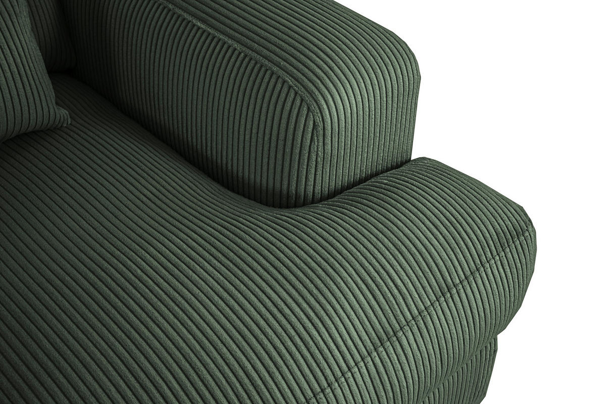 MEGASOFA Cord Dunkelgrün  - Dunkelgrün/Schwarz, MODERN, Kunststoff/Textil (260/85/112cm) - Lomoco