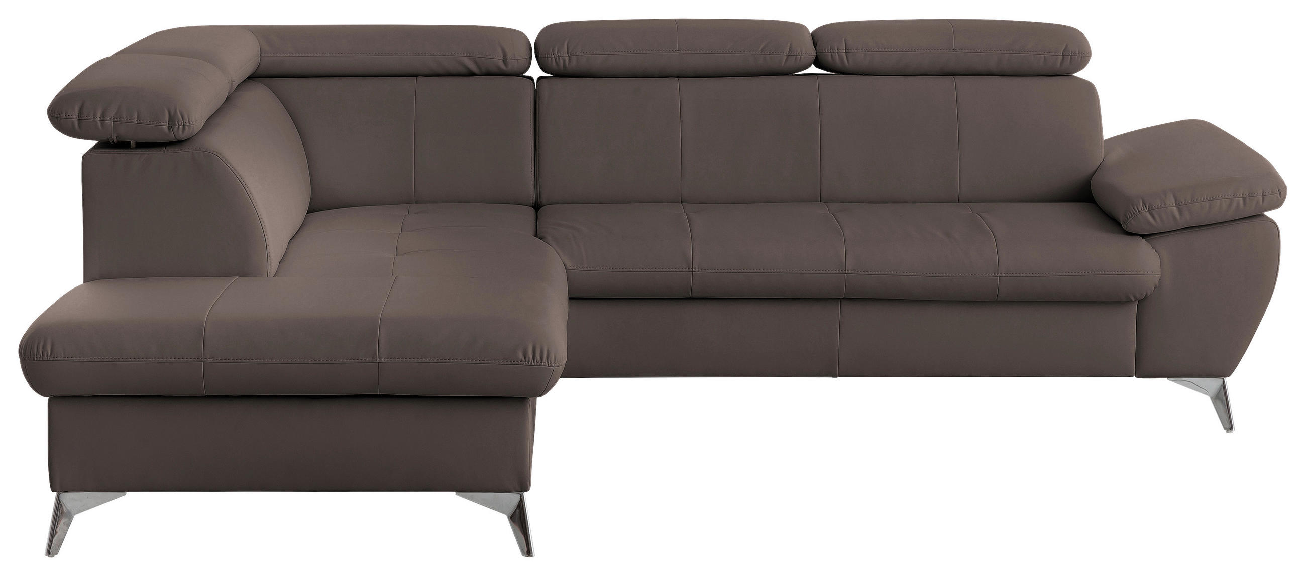 ECKSOFA in Lederlook Braun  - Chromfarben/Braun, KONVENTIONELL, Textil/Metall (209/256cm) - Livetastic