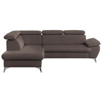 ECKSOFA Braun Lederlook  - Chromfarben/Braun, KONVENTIONELL, Textil/Metall (209/256cm) - Livetastic