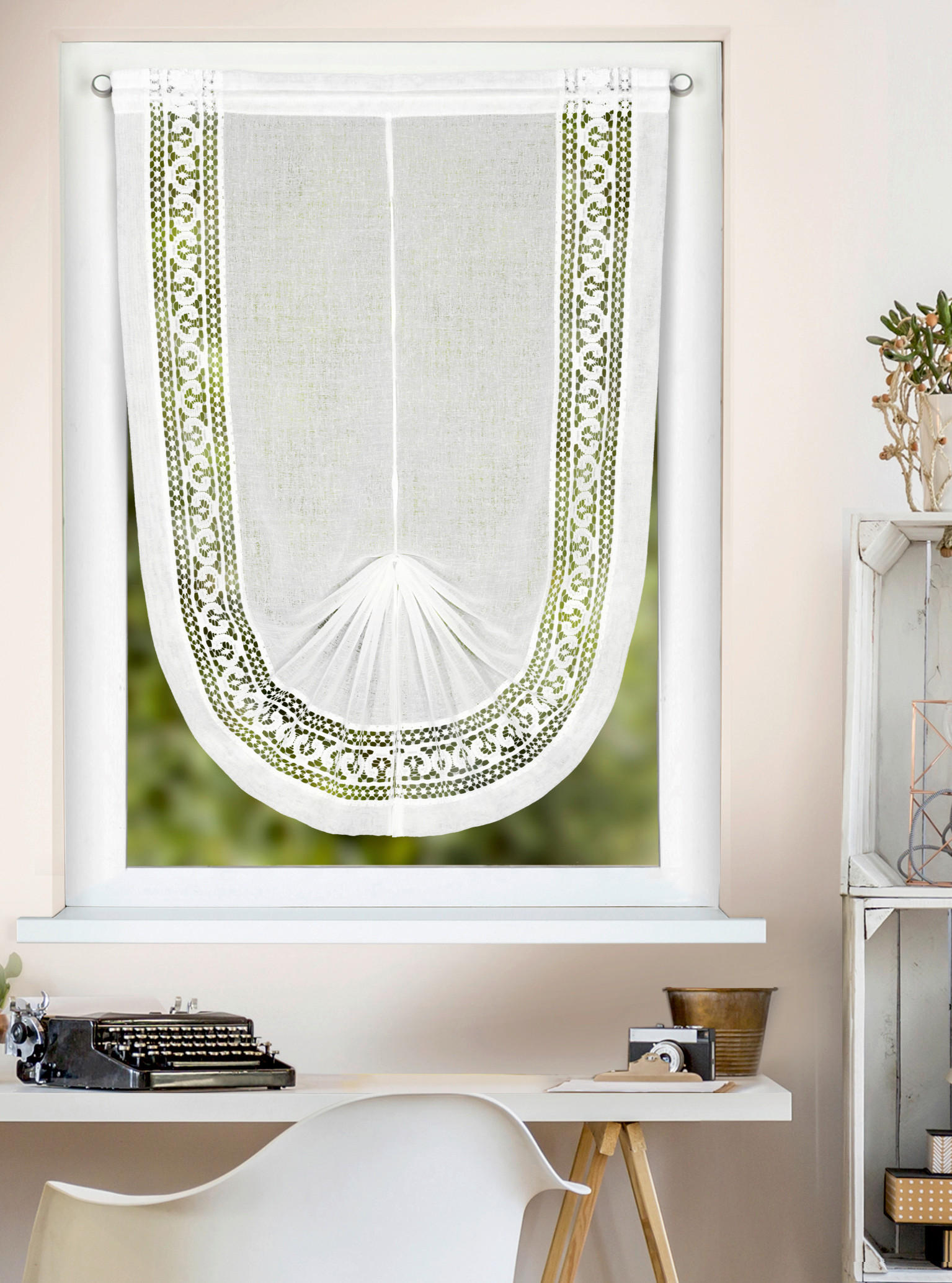 FERTIGVORHANG  halbtransparent  60/100 cm   - Weiß, Basics, Textil (60/100cm)