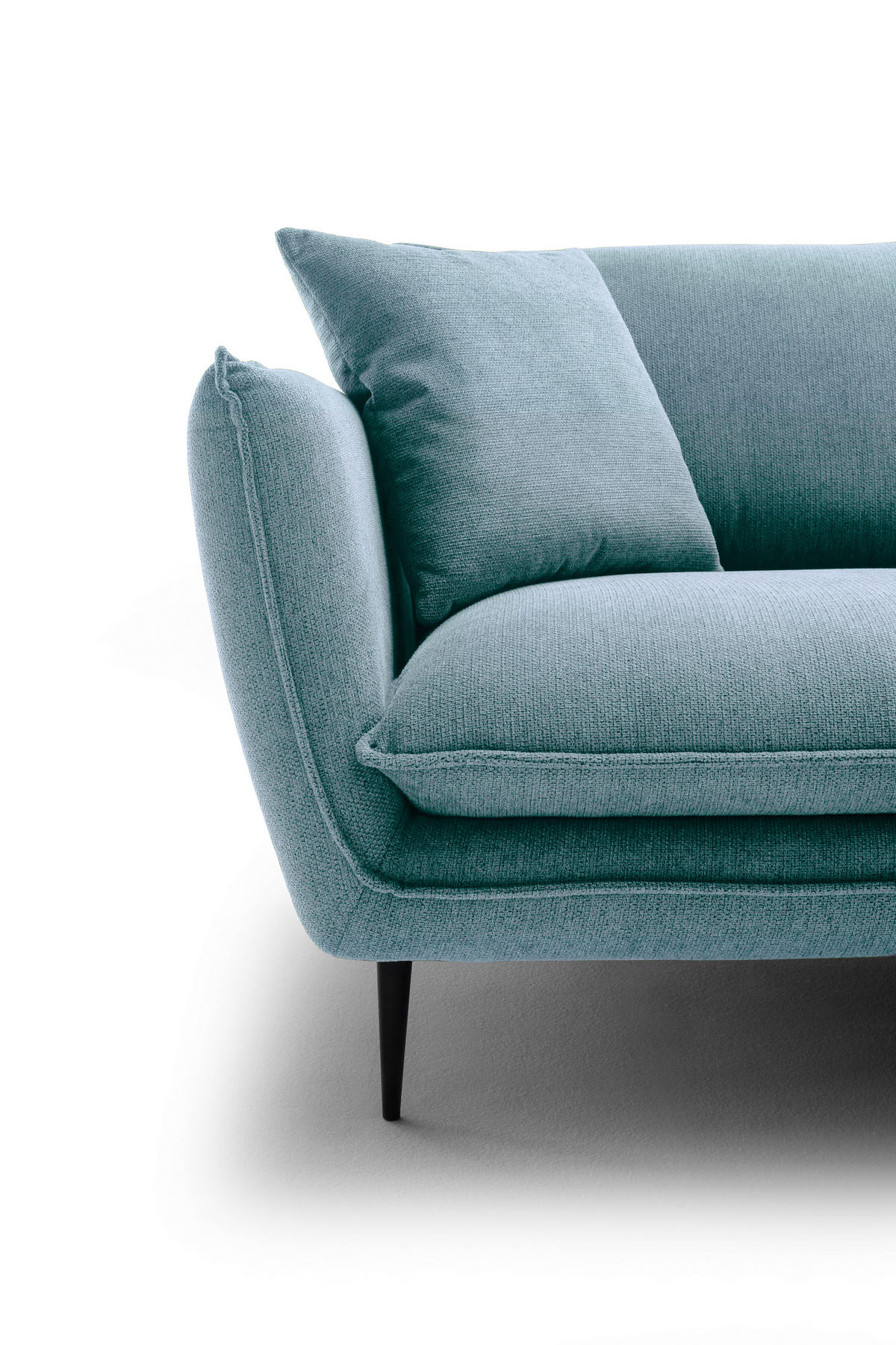 ECKSOFA Blaugrau Webstoff  - Blaugrau/Schwarz, KONVENTIONELL, Textil/Metall (304/196cm) - Hom`in