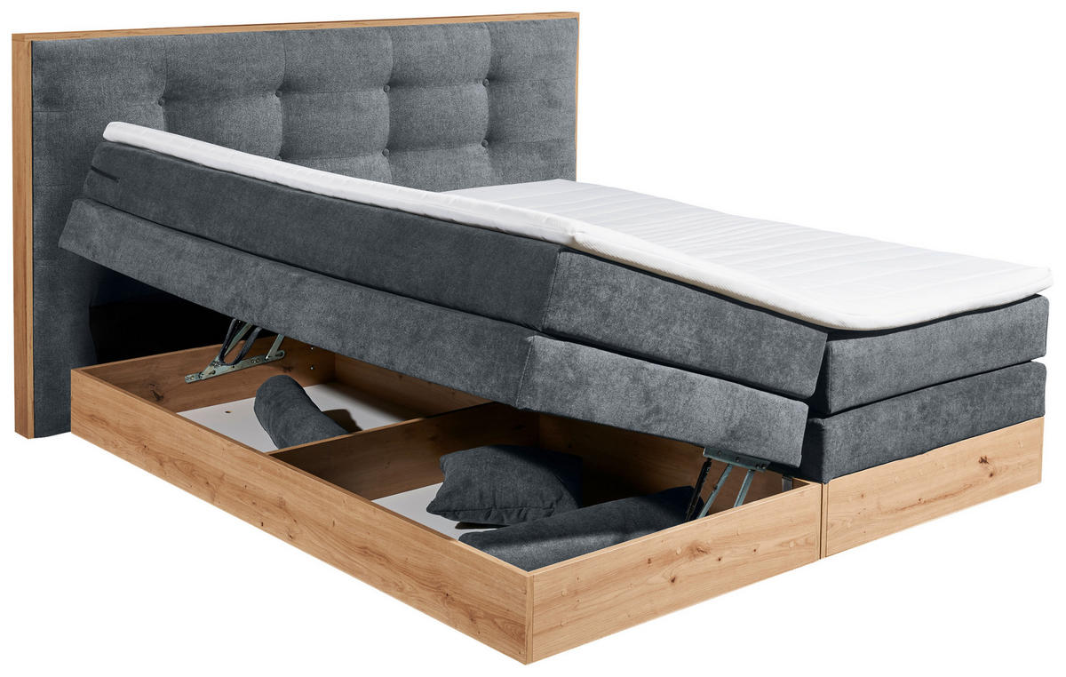 BOXSPRINGOVÁ POSTEĽ, 180/200 cm, antracitová - antracitová, Modern, drevo/kompozitné drevo (180/200cm) - Livetastic