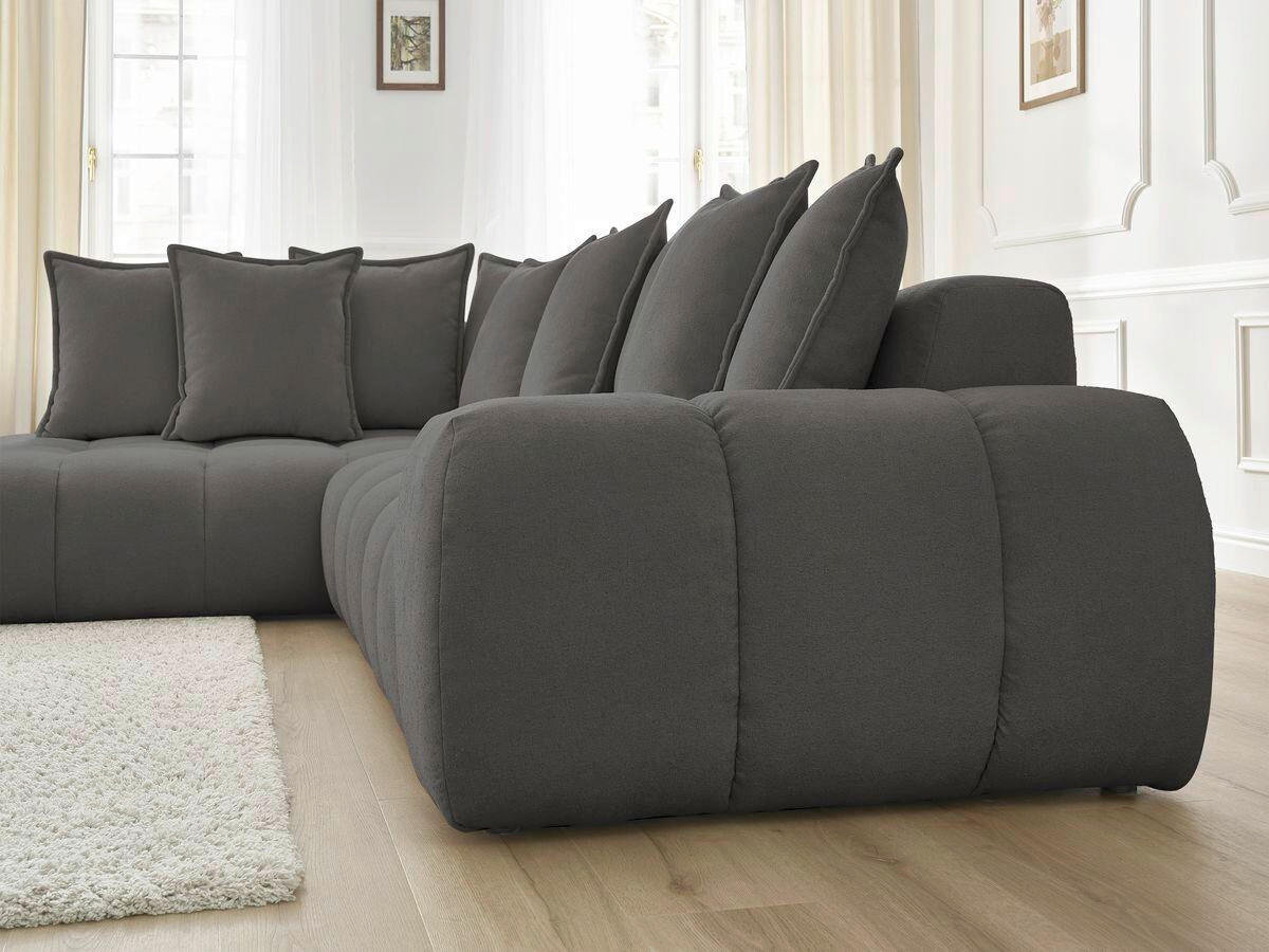 ECKSOFA Ottomane links  EVEREST Dunkelgrau Struktur  - Dunkelgrau/Schwarz, MODERN, Kunststoff/Textil (210/352cm)