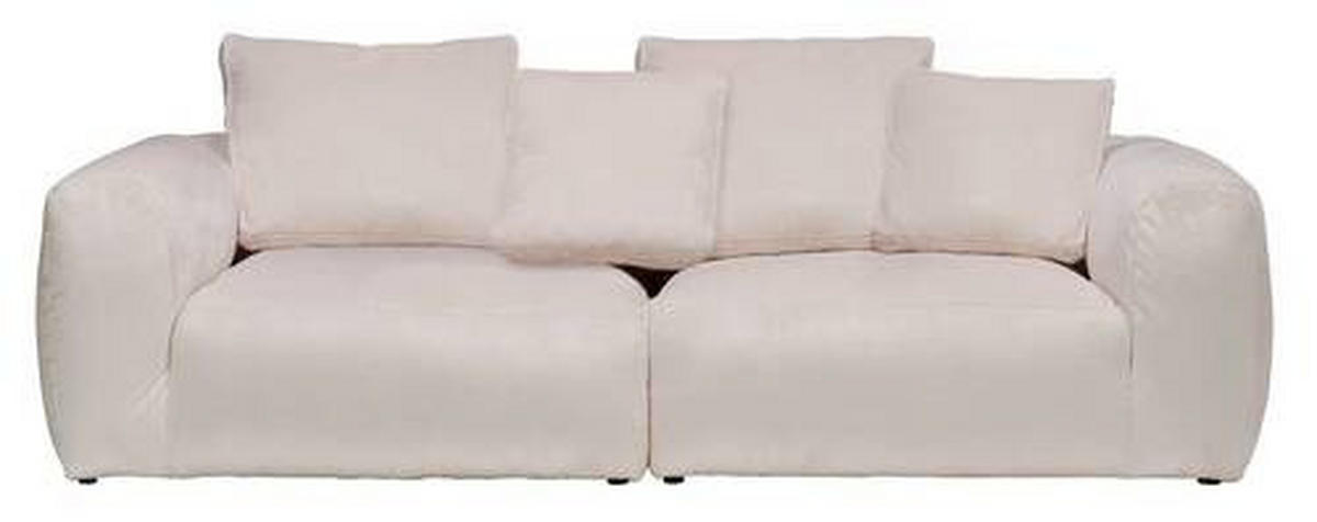 BIGSOFA in Samt Creme  - Creme/Schwarz, Modern, Kunststoff/Textil (260/70/122cm) - Carryhome