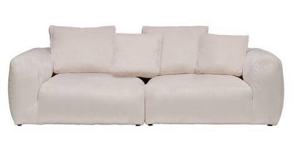 BIGSOFA Samt Creme  - Creme/Schwarz, MODERN, Kunststoff/Textil (260/70/122cm) - Carryhome