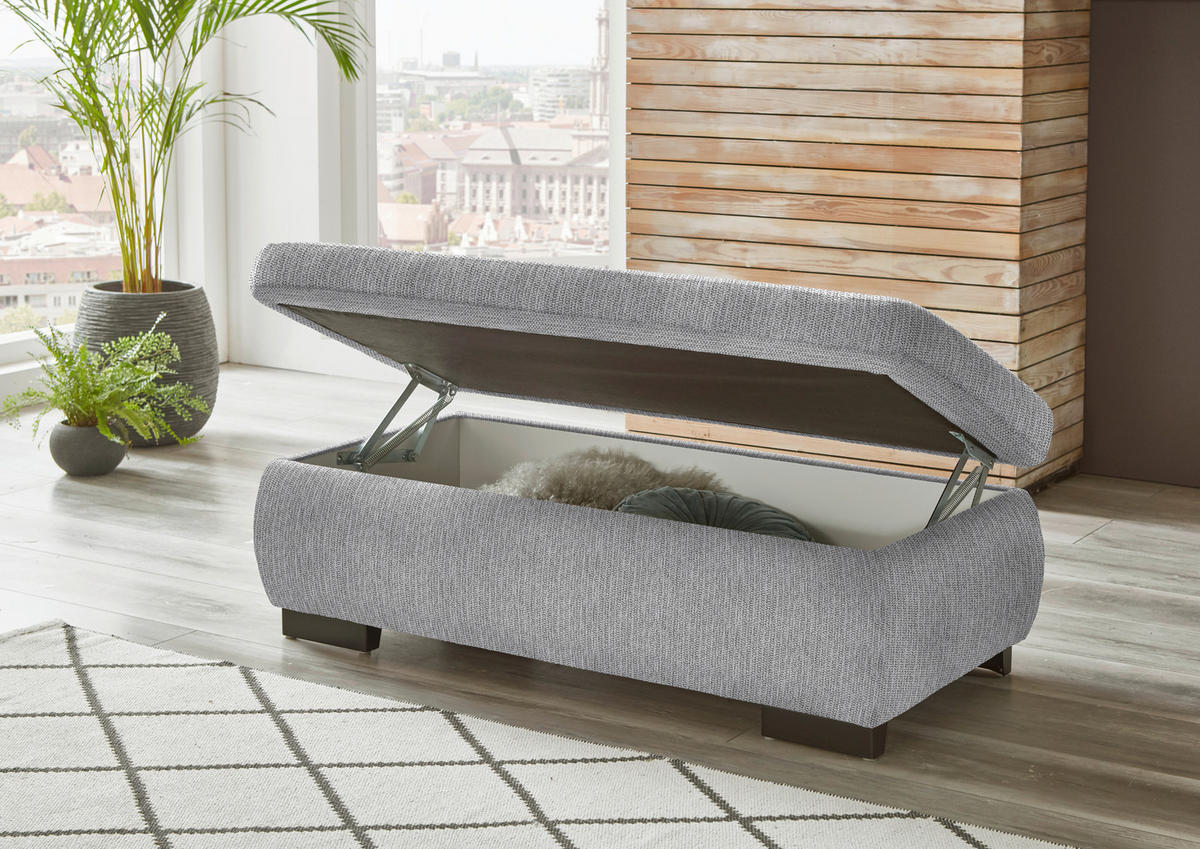ECKSOFA in Flachgewebe Greige  - Greige/Schwarz, Design, Textil/Metall (297/174cm) - Beldomo Style