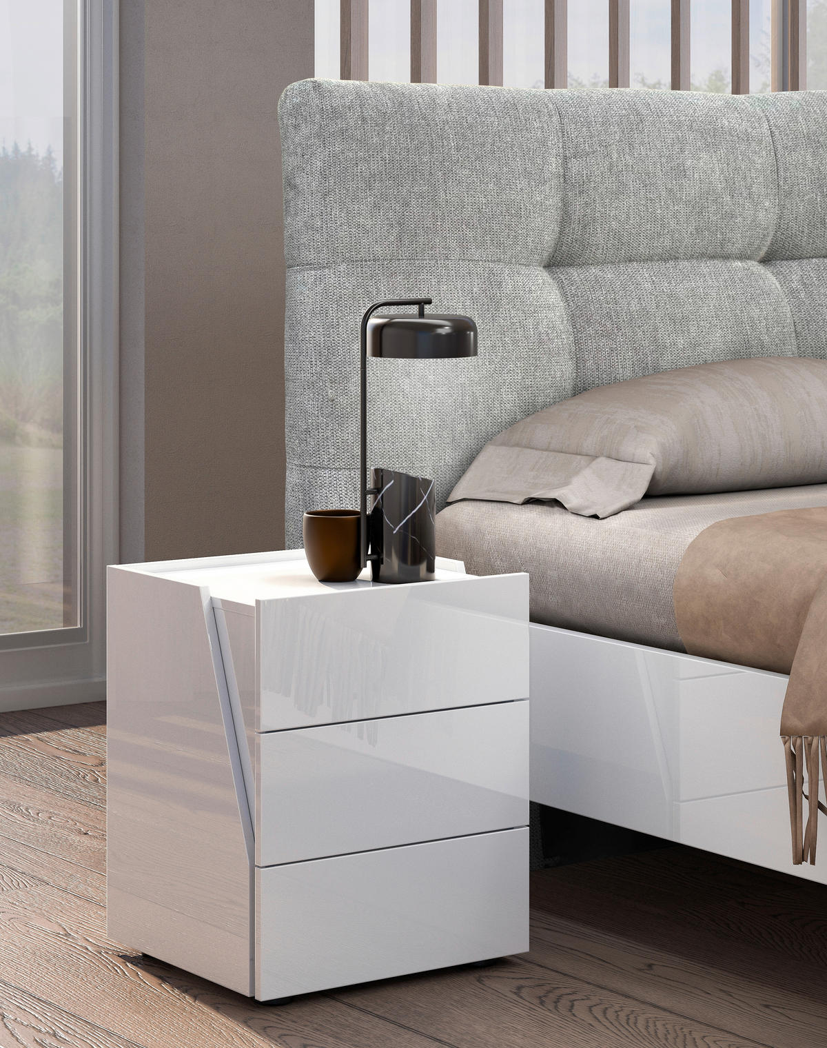 NACHTSCHRANK 48,3/59,5/44,3 cm  - Schwarz/Weiß, Design, Holzwerkstoff/Kunststoff (48,3/59,5/44,3cm) - Novel