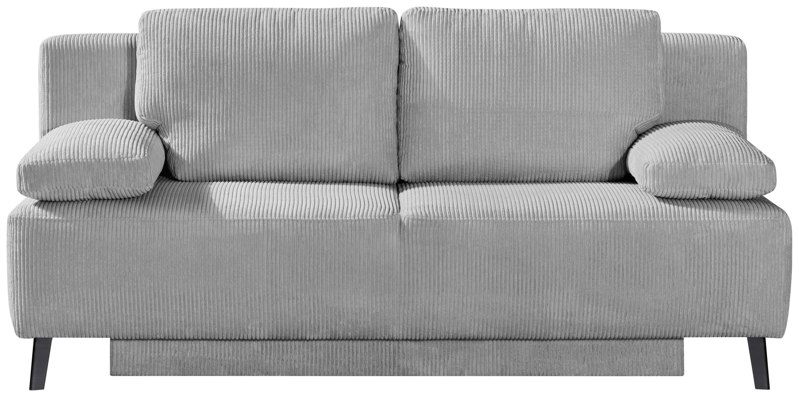 SCHLAFSOFA in Cord Hellgrau  - Hellgrau/Schwarz, Design, Textil/Metall (197/92/88cm) - Novel