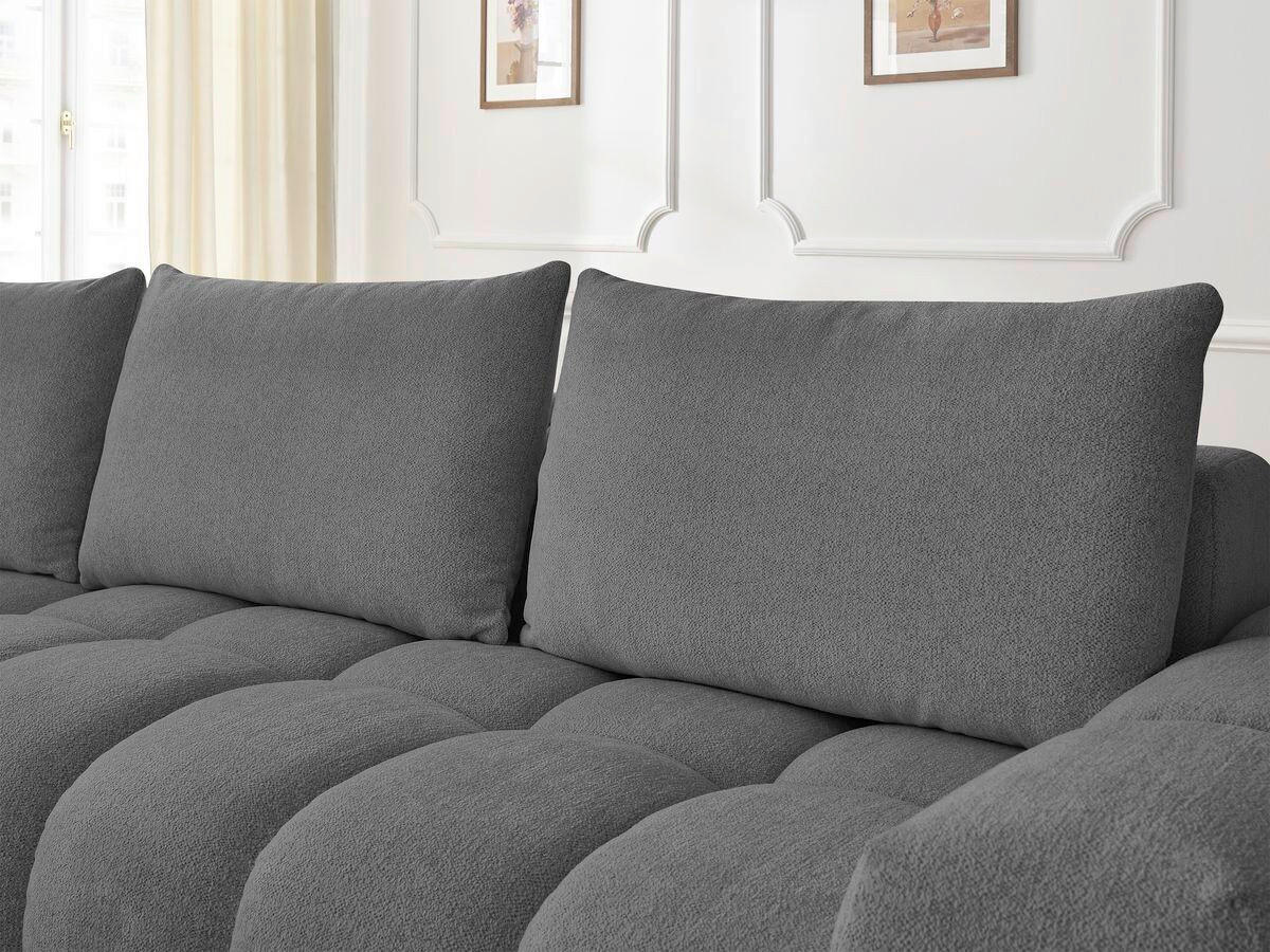 ECKSOFA Ottomane links  EVEREST Dunkelgrau Flachgewebe  - Dunkelgrau/Schwarz, MODERN, Kunststoff/Textil (210/352cm)