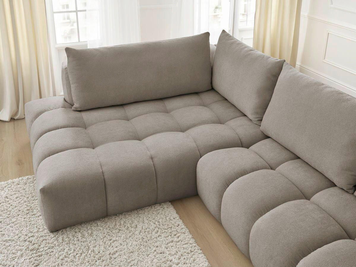 ECKSOFA Ottomane links  EVEREST Taupe Struktur  - Taupe/Schwarz, MODERN, Kunststoff/Textil (210/352cm) - Livetastic