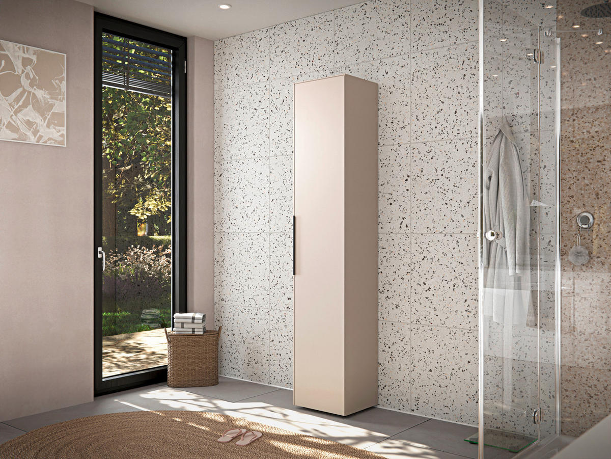 HOCHSCHRANK 38/192/30 cm  - Kaschmir/Schwarz, Design, Holzwerkstoff/Kunststoff (38/192/30cm) - home24