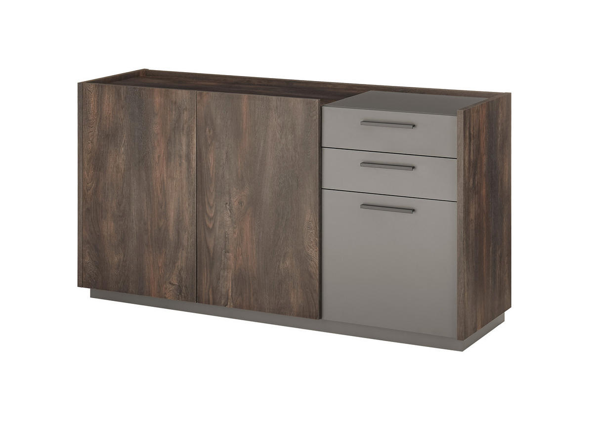 SIDEBOARD  in 152/80/45 cm  - Eichefarben/Anthrazit, Design, Holzwerkstoff/Metall (152/80/45cm) - MID.YOU