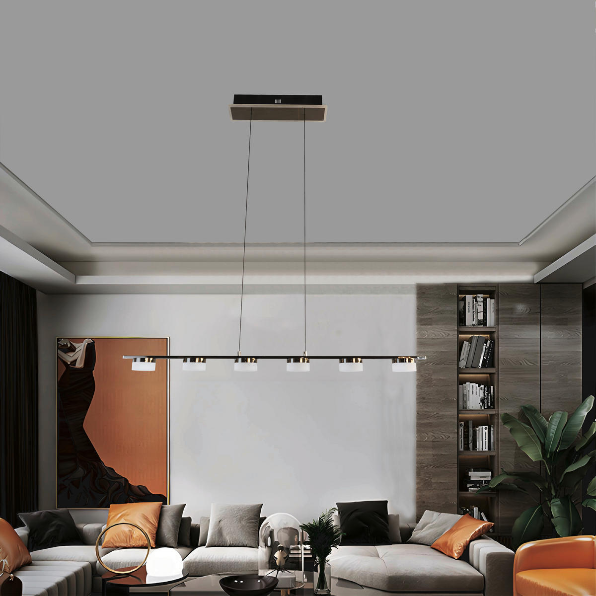 LED-HÄNGELEUCHTE 105/10/150 cm  - Schwarzchrom, Design, Kunststoff/Metall (105/10/150cm)