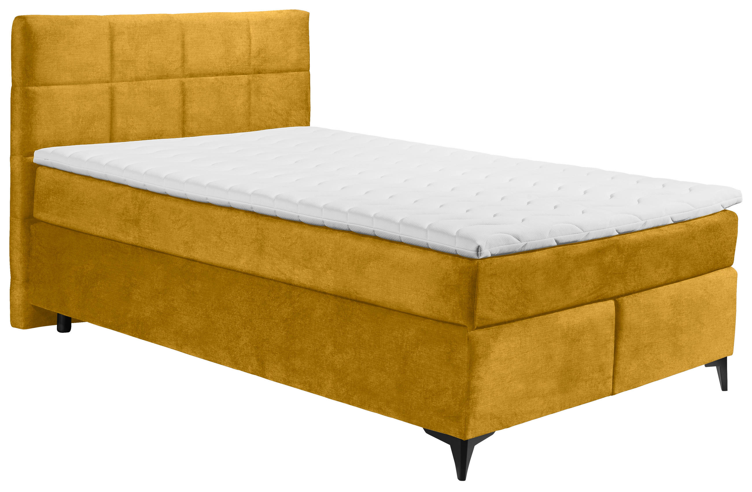 BOXSPRINGBETT 140/200 cm  in Currygelb  - Currygelb/Schwarz, Design, Holzwerkstoff/Kunststoff (140/200cm) - Xora